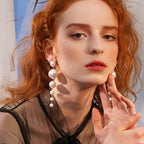 Boucles d'Oreilles Pendantes Perles Nacrées