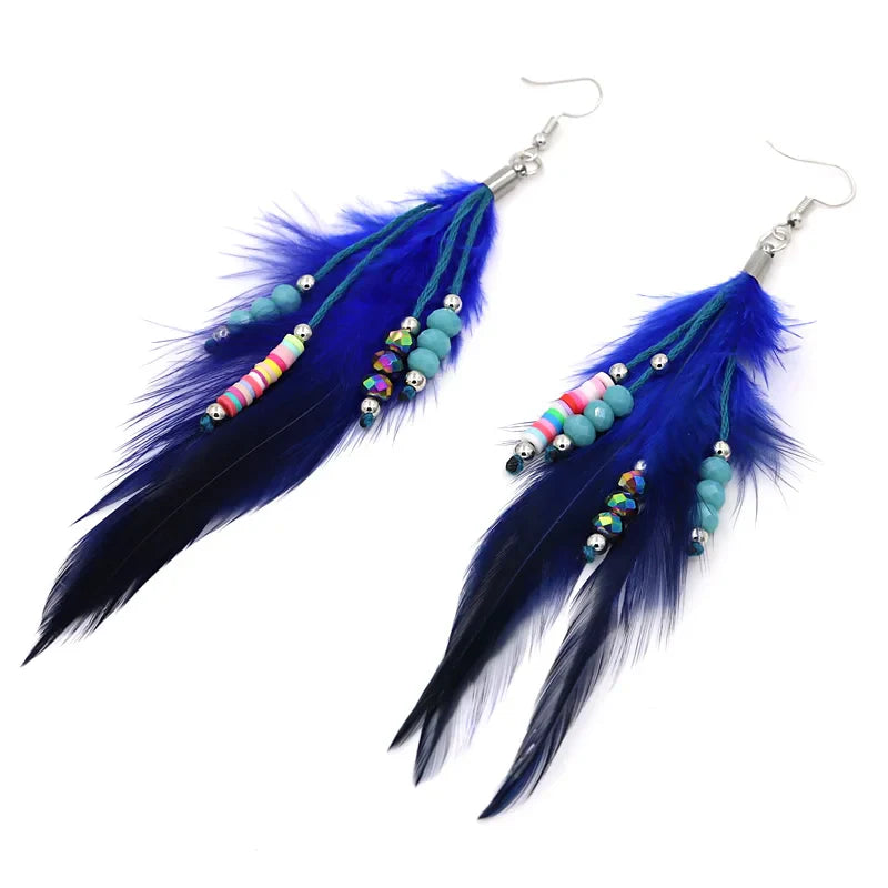Boucles d'Oreilles Pendantes Plume 1