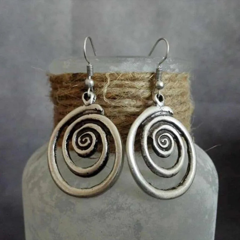 Boucles d'Oreilles Pendantes Spirale Femme