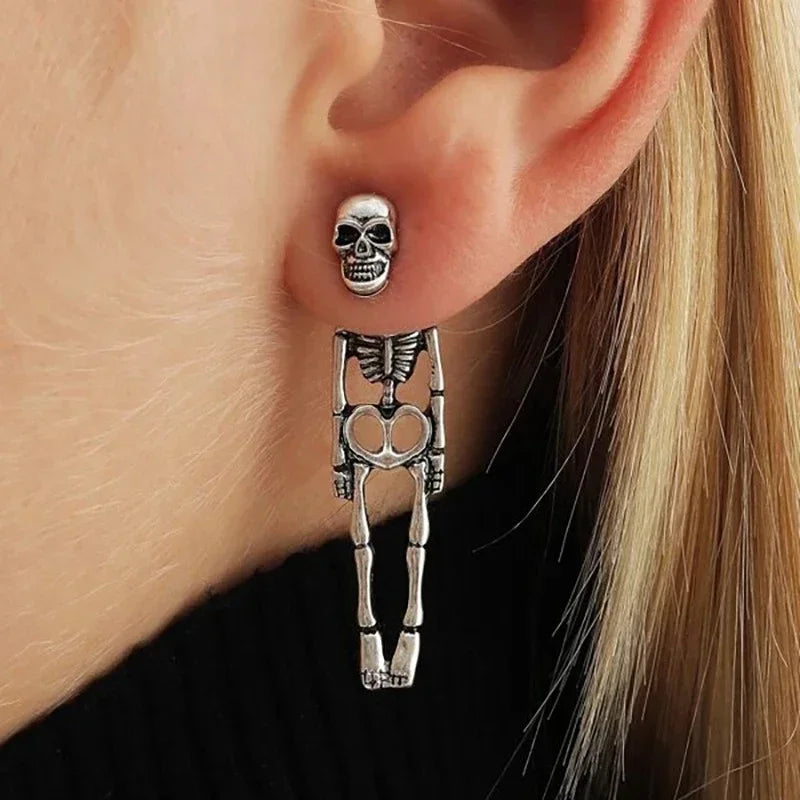 Boucles d'Oreilles Pendantes Squelette argent