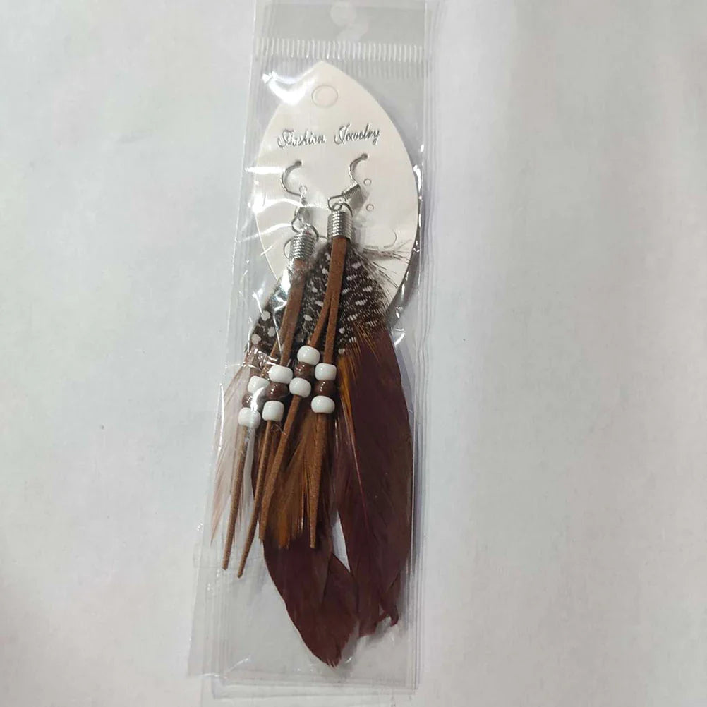 アパッチ風フェザーピアス ブラウン 