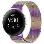 Google Pixel Watch 1 & 2 対応 スマートウォッチ用 マグネット式 ミラネーゼステンレススチールブレスレット レインボー