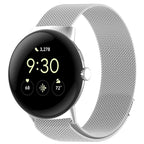 Google Pixel Watch 1 & 2 対応 スマートウォッチ用 マグネット式 ミラネーゼステンレススチールブレスレット シルバーグレー