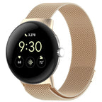 Google Pixel Watch 1 & 2 対応 スマートウォッチ用 マグネット式 ミラネーゼステンレススチールブレスレット シャンパン
