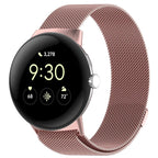 Google Pixel Watch 1 & 2 対応 スマートウォッチ用 マグネット式 ミラネーゼステンレススチールブレスレット ピンク