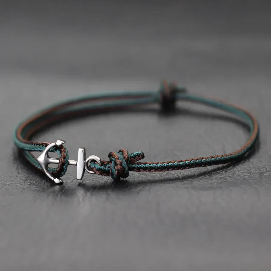 Bracelet ancre marin vert foncé