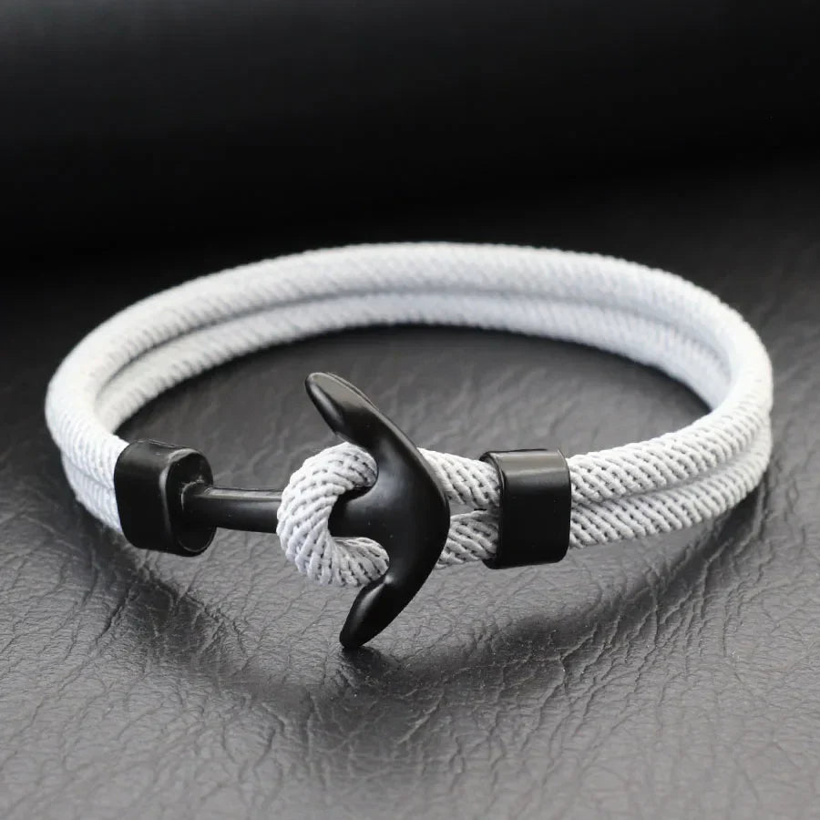 Bracelet ancre noire gris
