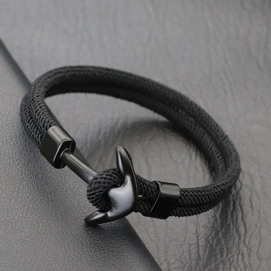 Bracelet ancre noire noir