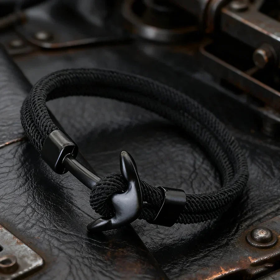 Bracelet ancre noire noir