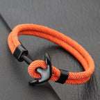 Bracelet ancre noire orange