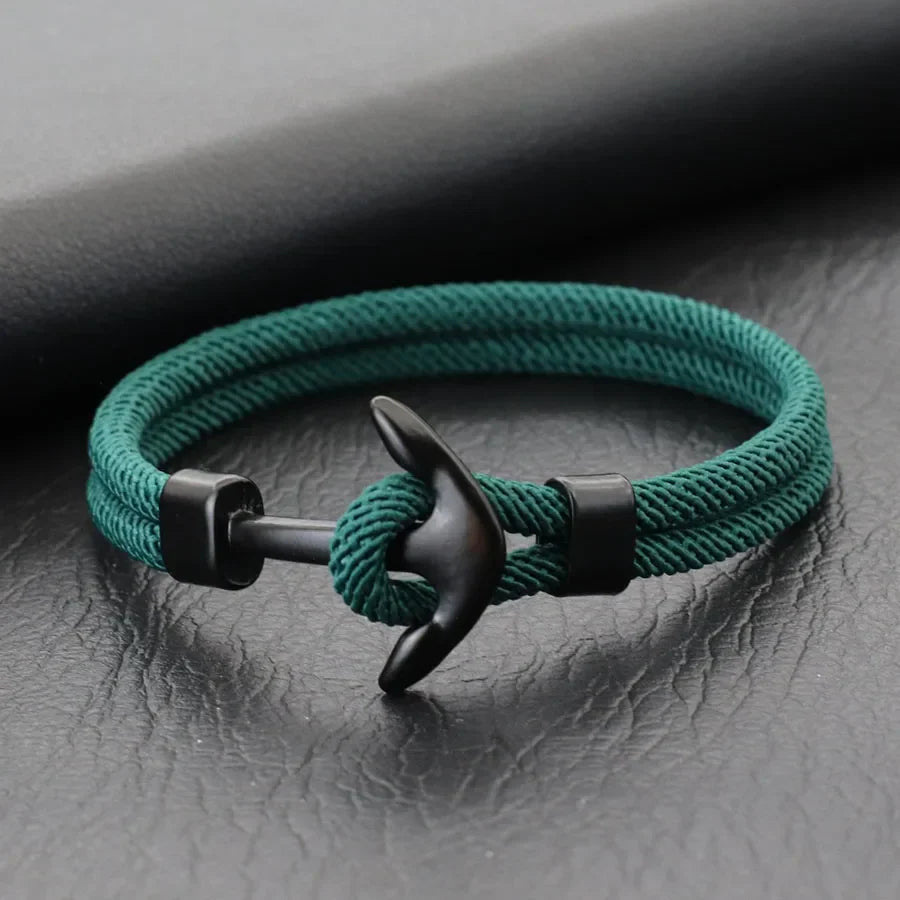 Bracelet ancre noire vert