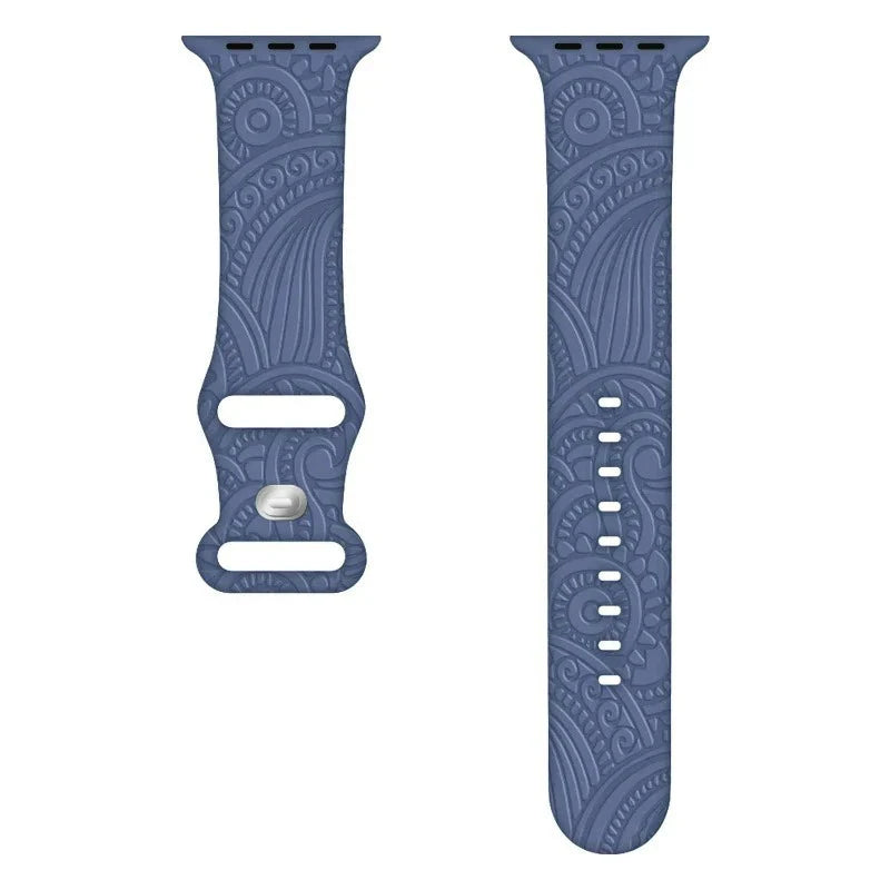 柄入りApple Watchバンド ブルー