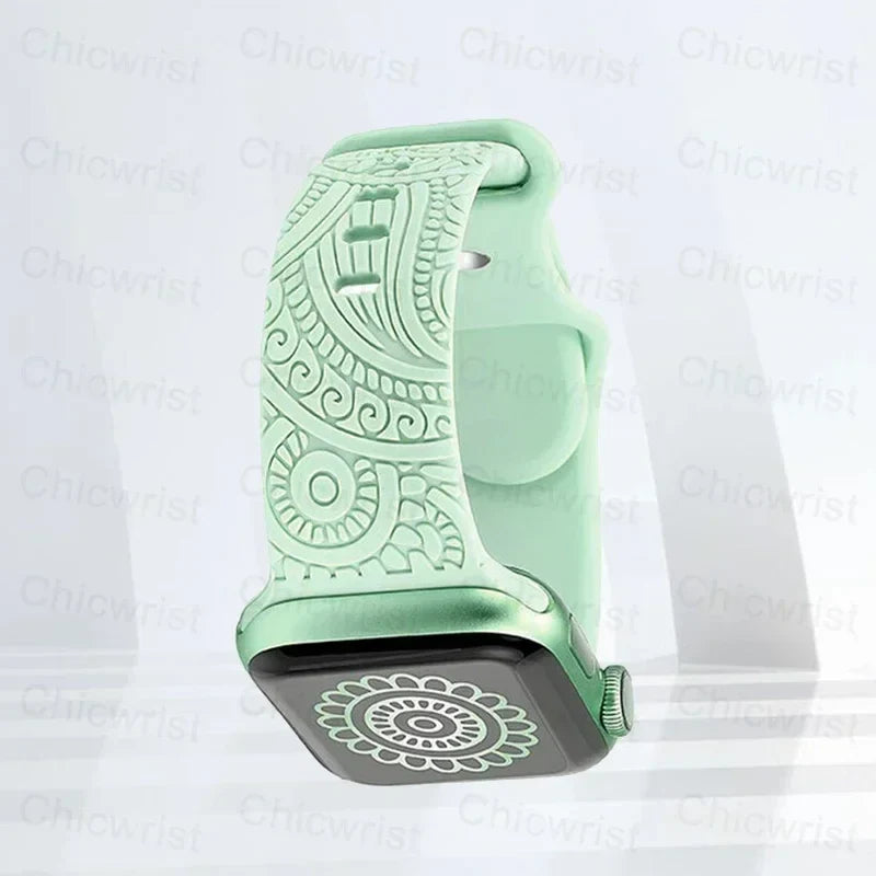 柄入りApple Watchバンド グリーン