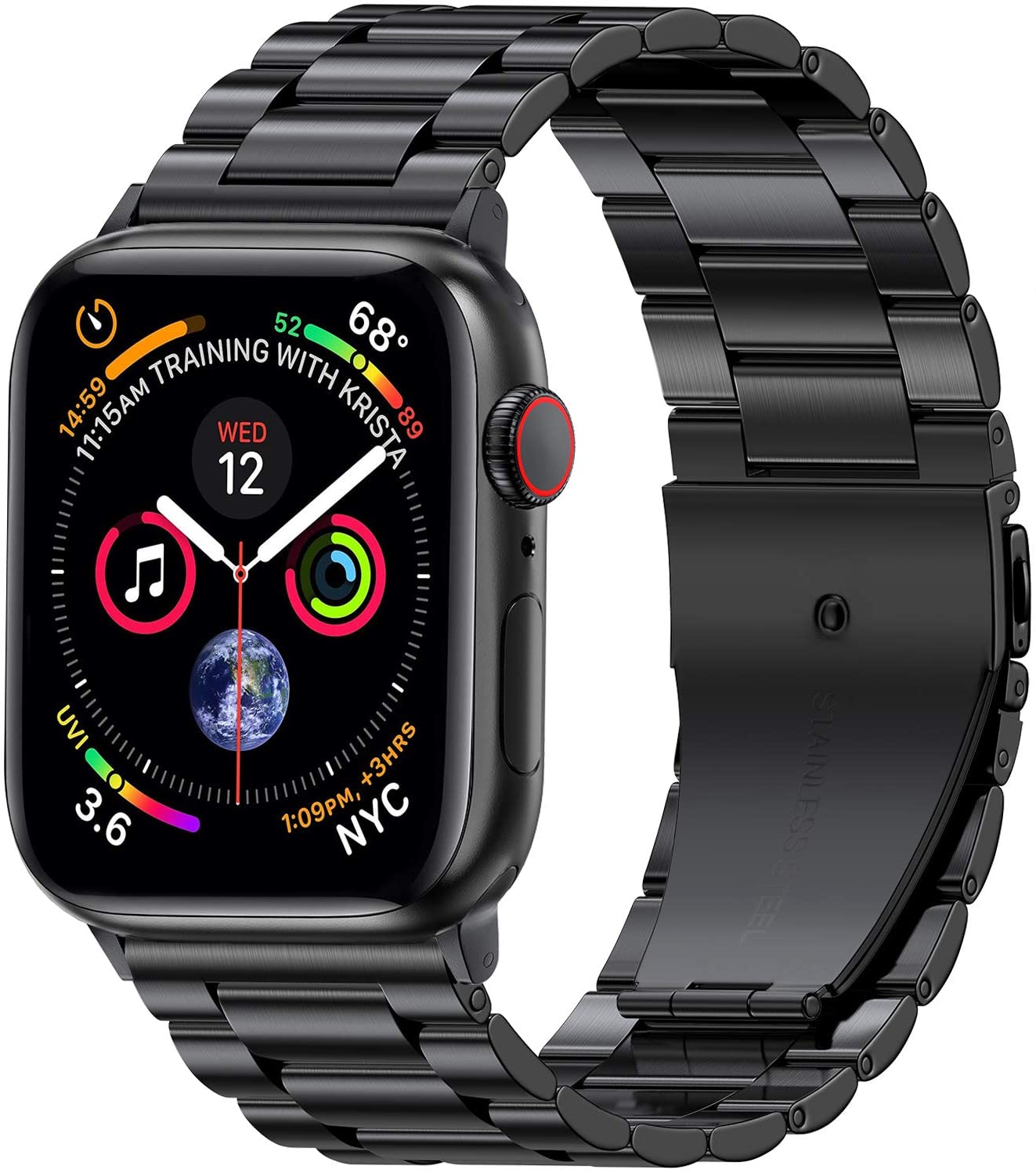 Apple Watch用超耐久ステンレススチール製ブレスレット ブラック