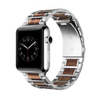 Apple Watch用ウッドブレスレット シルバーとブラウン 