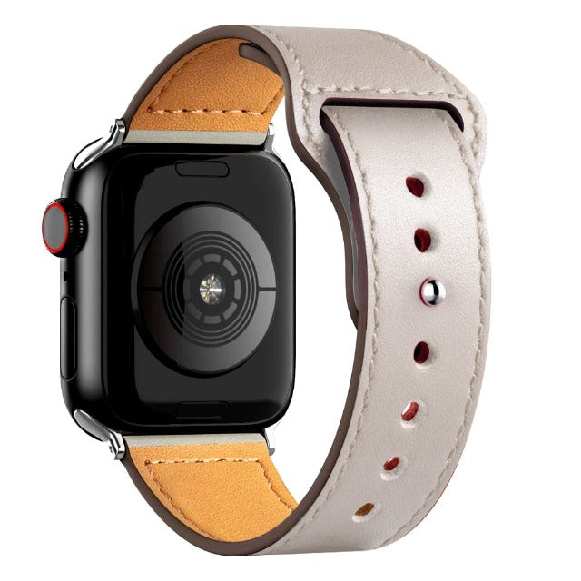 Apple Watch用オフホワイトレザーバンド