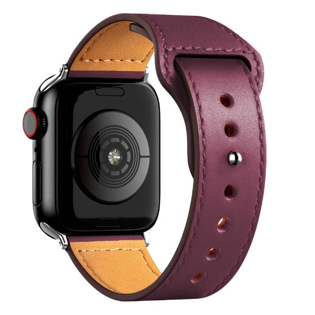 Apple Watch用ボルドーレザーバンド