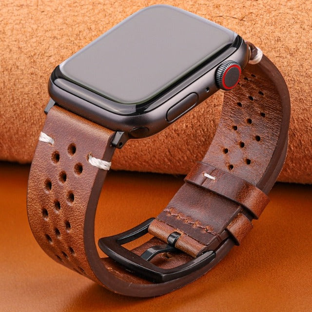 本革製 Apple Watch バンド ブラウン×ブラック