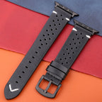 本革製 Apple Watch バンド ブラック×ブラック