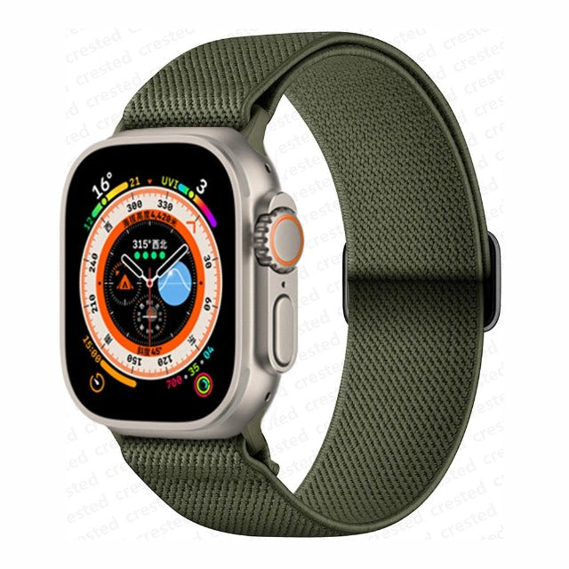 Apple Watch用 編み込みナイロンバンド カーキグリーン