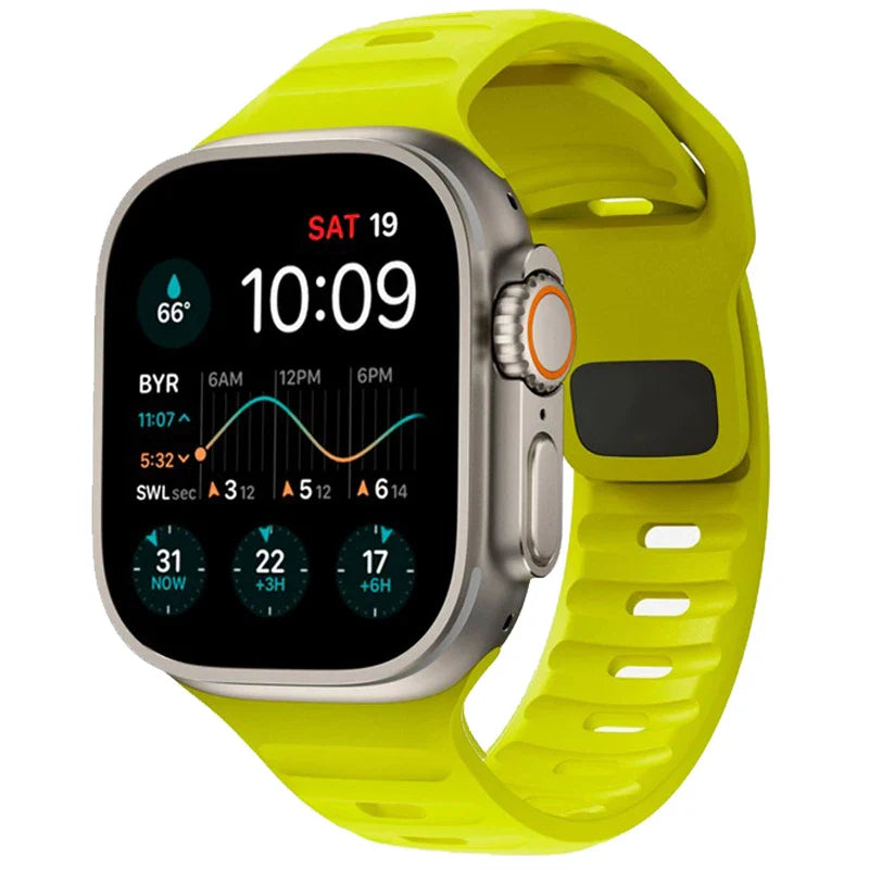 イエローのサージカルシリコン製Apple Watchバンド