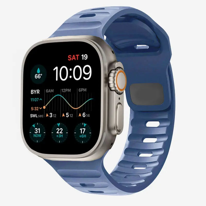 ブルーのサージカルシリコン製Apple Watchバンド