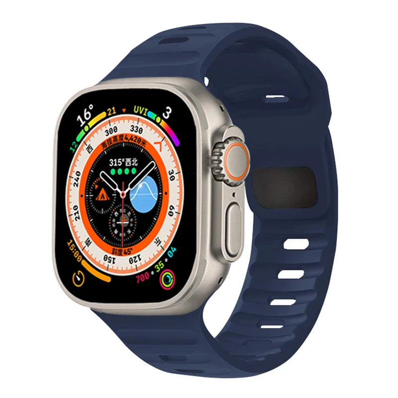 ブルーのサージカルシリコン製Apple Watchバンド