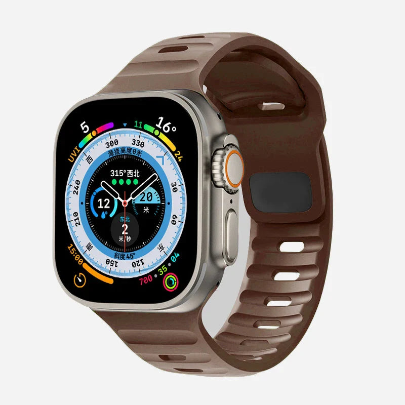 ブラウンのサージカルシリコン製Apple Watchバンド