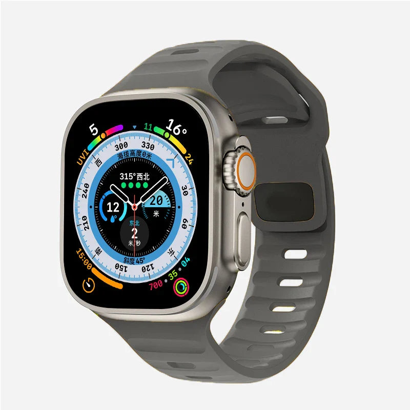 グレーのサージカルシリコン製Apple Watchバンド