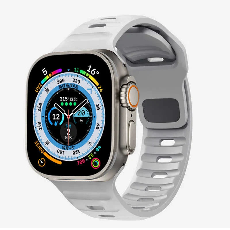 グレーのサージカルシリコン製Apple Watchバンド
