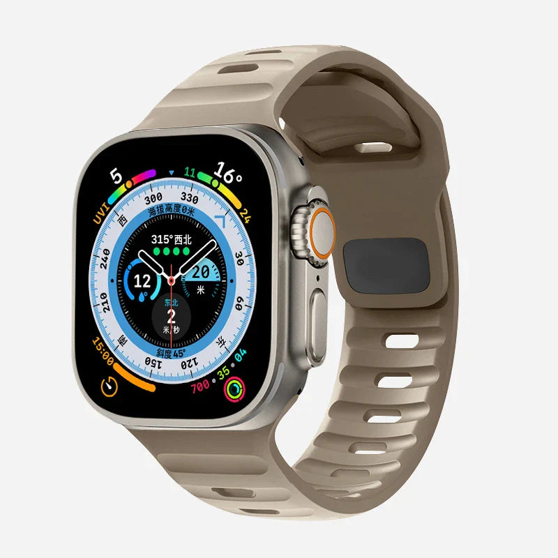 ブラウンのサージカルシリコン製Apple Watchバンド