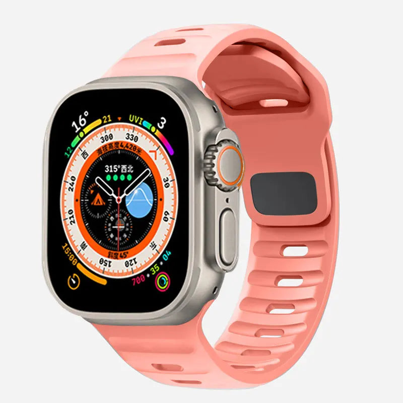 ピンクのサージカルシリコン製Apple Watchバンド