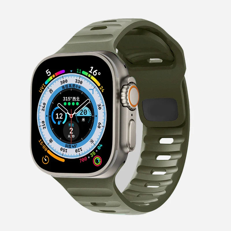 グリーンのサージカルシリコン製Apple Watchバンド