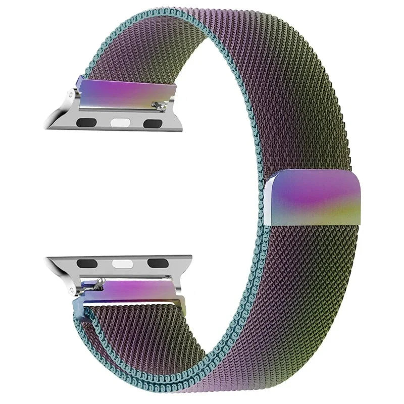 スカイスターブルーのスチール製マグネット式Apple Watchバンド