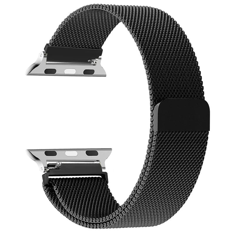 ブラックのスチール製マグネット式Apple Watchバンド