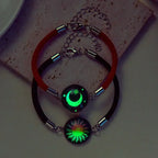 Bracelet avec Croissant de Lune et Soleil Lumineux rouge et noir