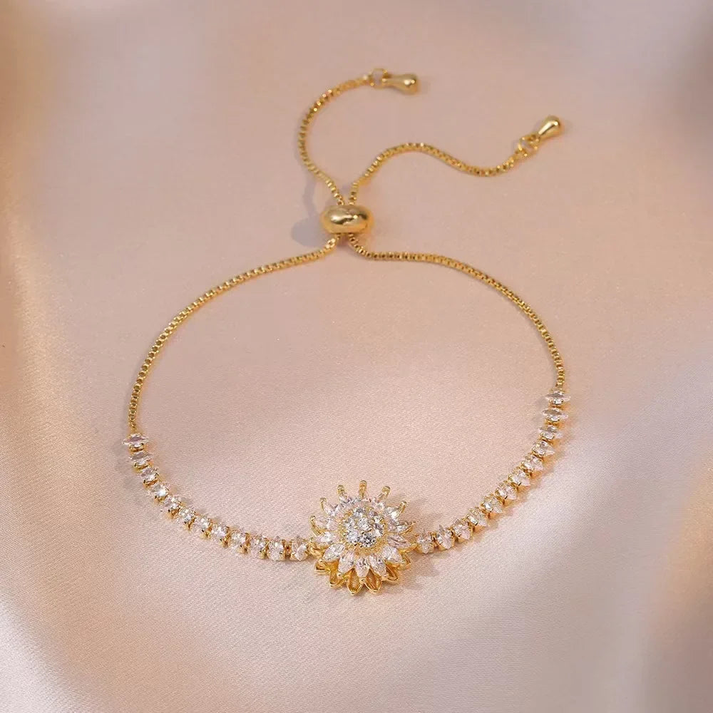 Bracelet avec Fleur Rotative Anti-Stress et Strass 1