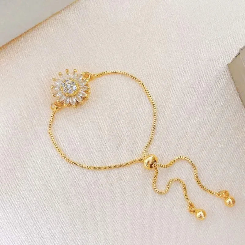 Bracelet avec Fleur Rotative Anti-Stress et Strass 2