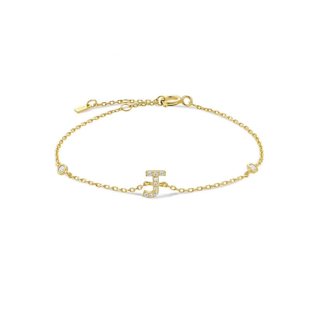 Bracelet avec initiale en strass or j