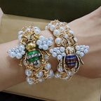 Bracelet avec perles abeille vert