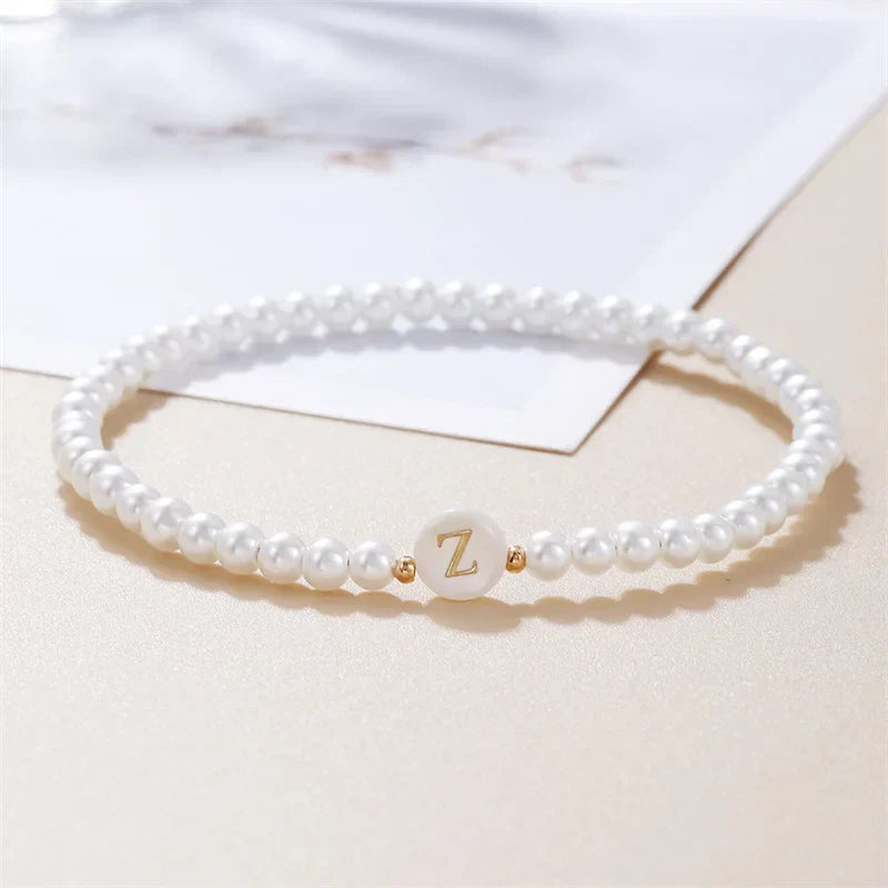 Bracelet blanc initiale - lettre