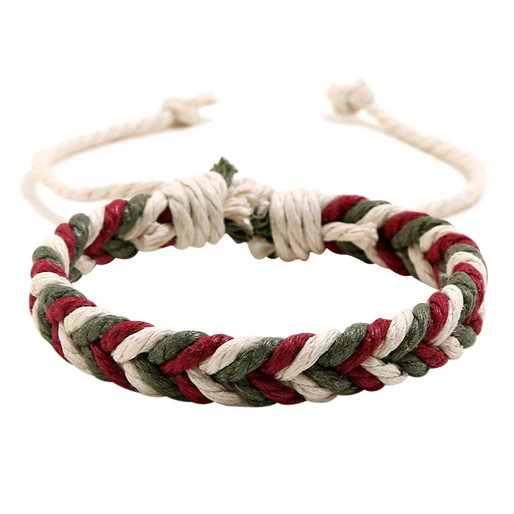 Bracelet Brésilien en Fil de Coton Effet Naturel rouge