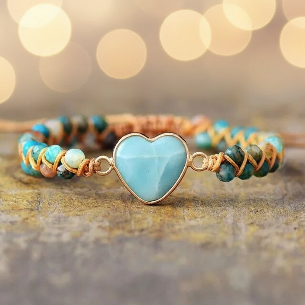 Bracelet Cœur de Guérison en Pierre Naturelle bleu