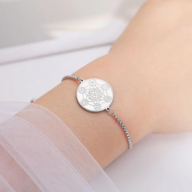 Bracelet Cube de Métatron de Protection argent