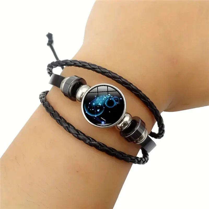 Bracelet Cuir Signe du Zodiaque 12 Constellations