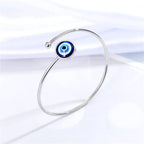 Bracelet de Charme Contre le Mauvais Oeil Bleu Turc argent