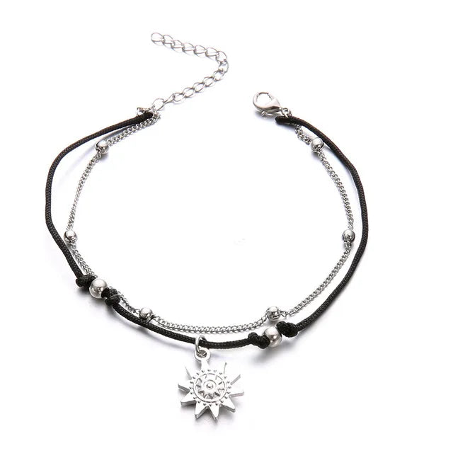 Bracelet de Cheville Double Rang Soleil