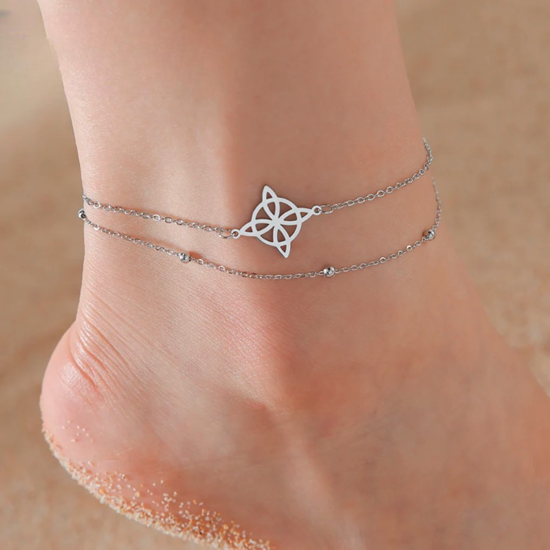 Bracelet de Cheville Noeud de Sorcière argent