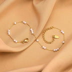 Bracelet de Chevilles avec Perles Blanches
