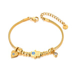 Bracelet de Protection avec Main de Fatma et Oeil Bleu or